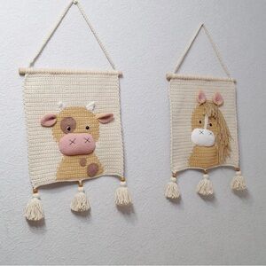 Horse and Cow crochet decor nursery room